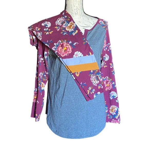 Matilda Jane Raglan Womens M Tee With Matching L Leggings Grey Purple Floral Set - Picture 2 of 10